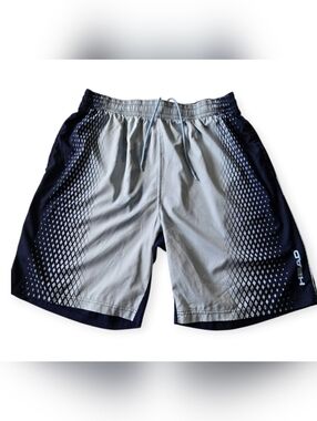 Head Men's Light Gray and Navy Athletic Shorts with Diamond Fade Panels